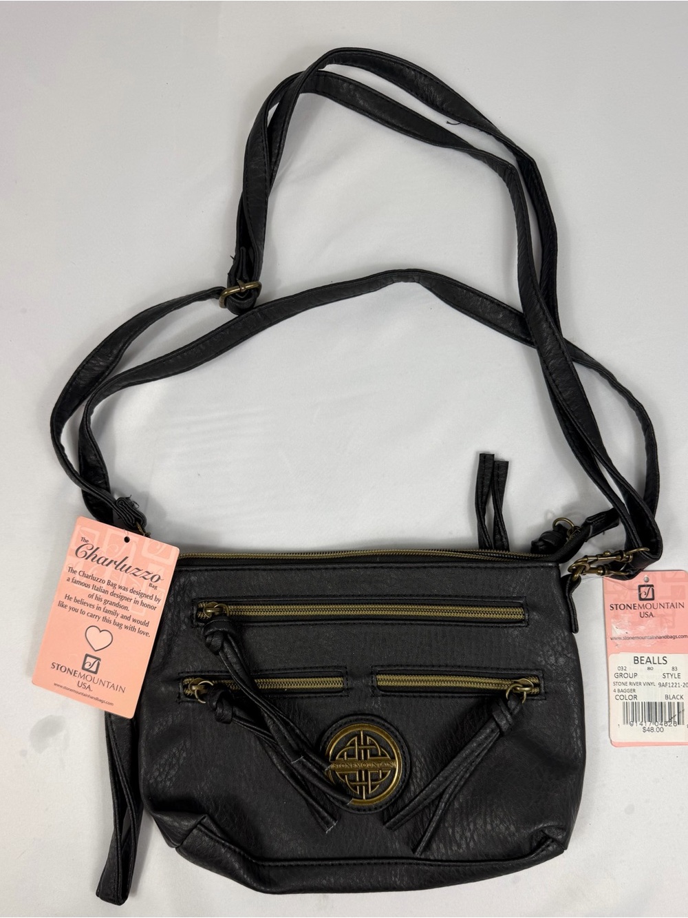 NWT Stone Mountain Charluzzo 4 Bagger Black Convertible Crossbody Wristlet
